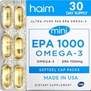HAIM EPA1000 MINI – ren EPA Fish Oil Supplement – 1.100mg Omega-3 for hjerte, hjerne og felles helse – høy styrke, Burpless Softgels – små, lett å la kapsler – 60 Softgels – laget i USA