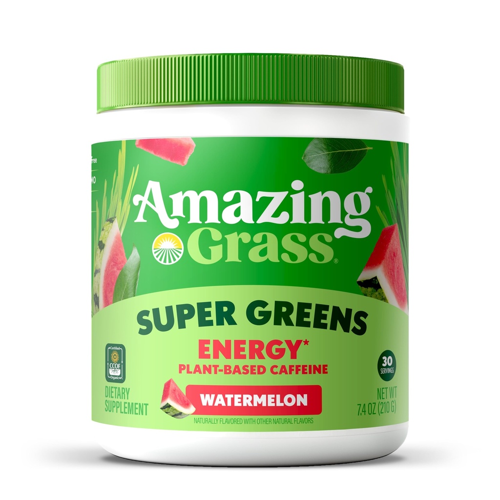 Amazing Grass Grønn Blande Energi: Smoothie Mix, Super Greens Powder & Plant Basert Kaffe med Matcha Grønn Te & Beet Root Powder, Watermelon, 30 Serveringer (Packing May Vary)