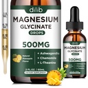 Magnesium Glycinate 500 mg - flytende magnesiumdråper, Ashwagandha, L - teanin, kamille - rolig og stress relief, avslapping, hvilefull søvn, muskel hjerte helse, vegan - 2 Fl Oz (30 dager)