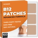 B12 Patches (Pack of 60) - 100% naturlig patch for kvinner og menn - Firming, energi, fokus og kroppsstøtte - Forbedret formel