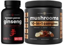 NutraChamps 10-i-1 Mushrooms Powder & Ginseng - Ultimate Energy, Stamina & Cognition Support Bundle.