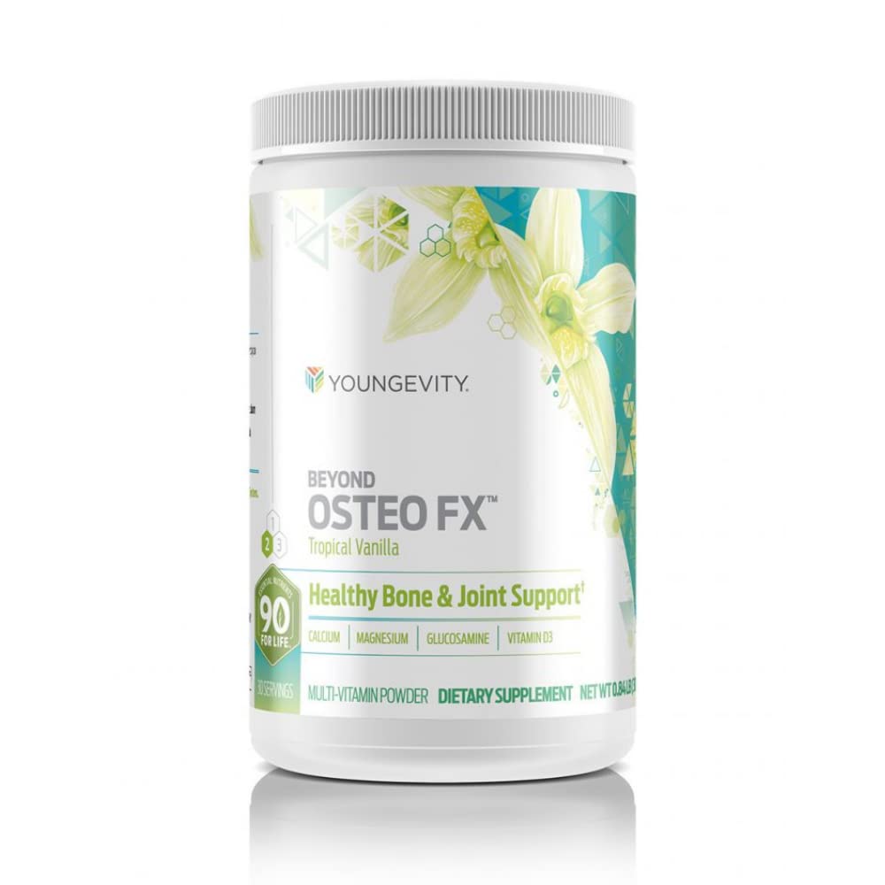Youngevity Beyond Osteo-FXTM pulver – 1200 mg med vitamin D3, tri-calciumfosfat, magnesium og sink – kalsiumcitrattilskudd for kvinner og menn – ikke-GMO, Glutenfri – Tropisk Vanilla