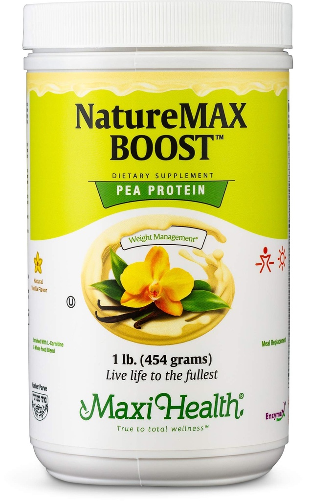 NatureMax BoostTM Pea Protein pulver - Kosttilskudd måltid erstatning - 20g Protein Per Serving - Naturlig Vanilla Flavor - Kosher Vitamin - 1lb