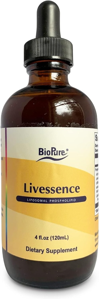 BioPure Livessence Herbal Tinktur – Potent blanding av 6 Botaniske ekstrakter og liposomer å støtte lever, galleblære, hormon & mikrobiombalanse, Detox, Gut helse, og generell velvære – 4 fl oz