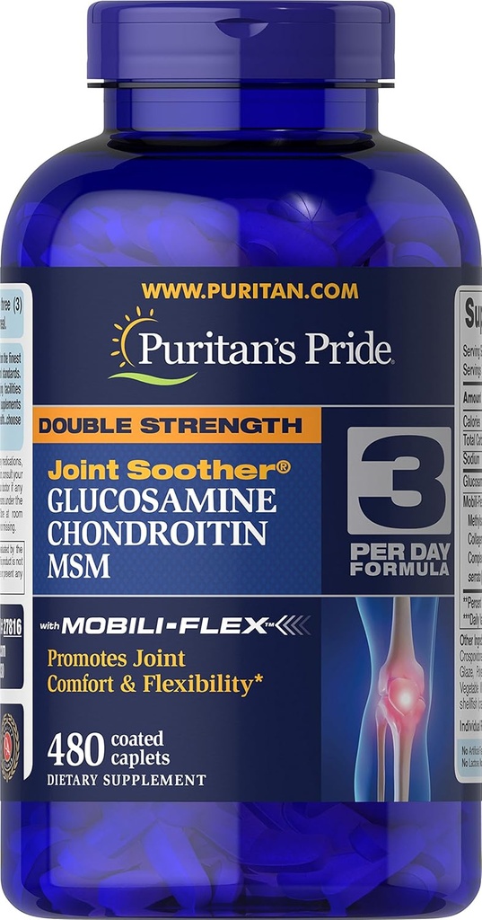 Puritans stolthet glukosamin, Chondroitin og MSM kapsler, 3 per dag