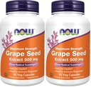 NÅ Supplementer, Grape Seed Extract, Maksimal styrke 500 mg (en høy konsentrert ekstrakt med et minimum på 90% polyfenoler), 90 Veg Kapsler, Rød/Brown, 0,25 pounds (pakke på 2)