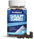 Shilajit Gummies 1000 MG, Organic Shilajit Supplement, 85 + Trace Minerals, med Ashwagandha, Mushroom - Energi, hjerne, immunitetsstøtte, for menn og kvinner - 60 Count