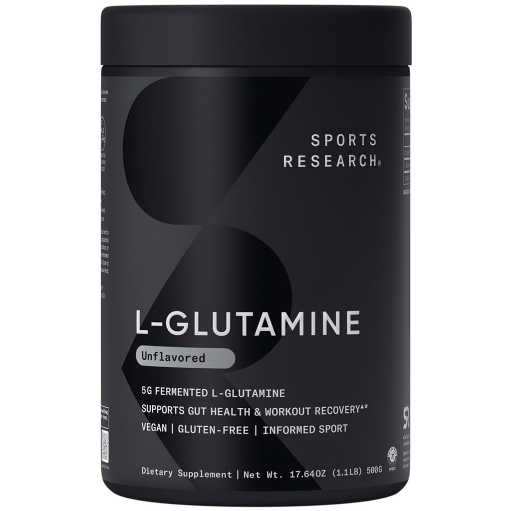 Idrettsforskning L-Glutamine - Treningsgjenvinning, immunhelse og Gut helsestøtte - 5 G Per Serving - 17.64 Oz
