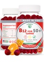 Lunakai USA laget vitamin B12 Gummies for voksne 50+, ikke-GMO B12 for energi og vitalitet Boost, Delicious Orange Flavor, 60ct