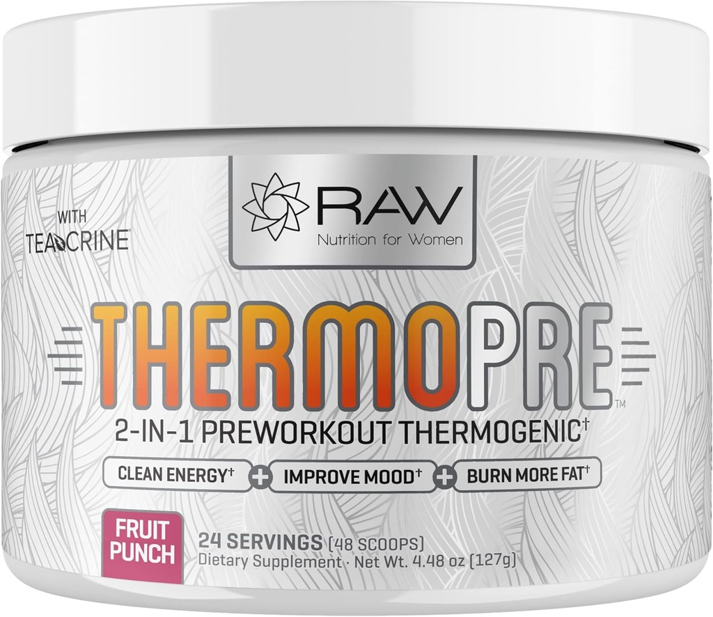 Pre Workout termogent fettforbrenner pulver for kvinner og menn, energi og vekttap Supplement - Fokus & Metabolisme Booster Drink - Ingen kunstige søtningsmidler, fruktpunch, 24SV