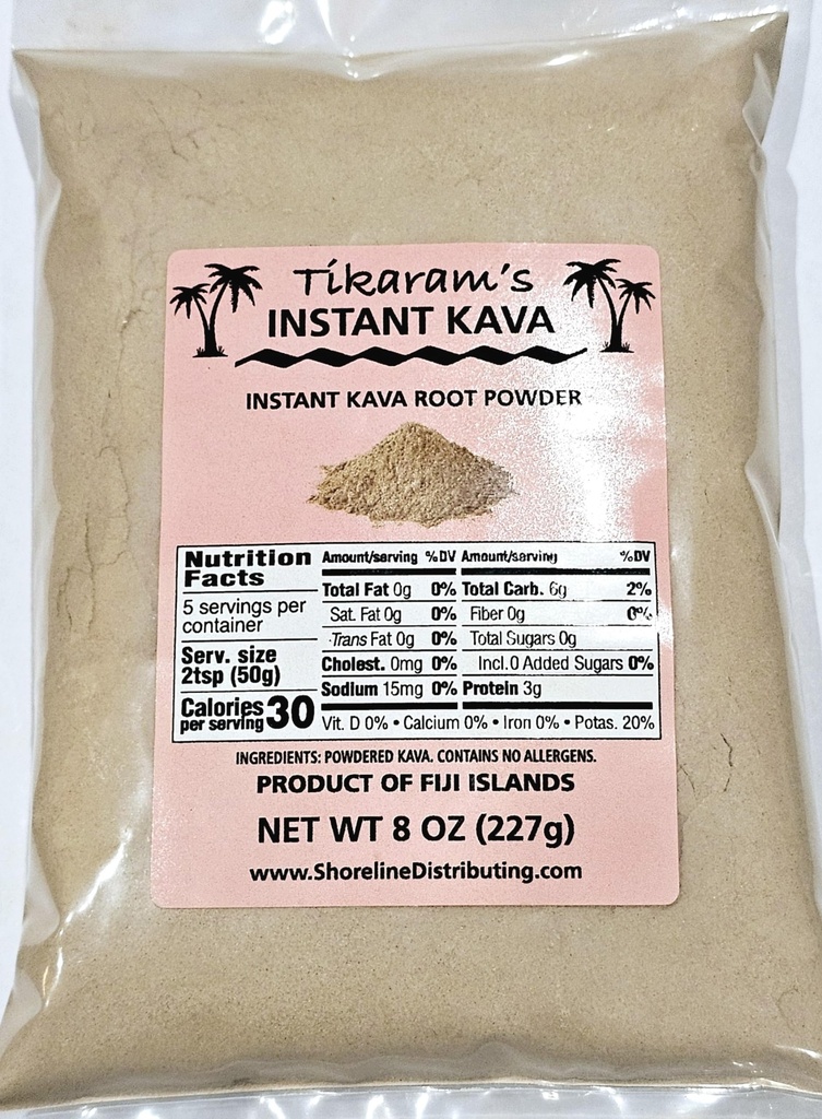 Tikarams Instant Kava Powder, Fiji Waka, Noble Kava Root, 1/2 lb (8oz)-Fiji Market Engros LLC