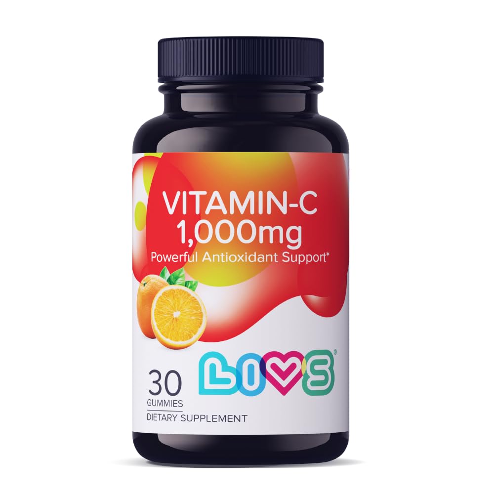 C-vitamin 1000mg Gummies for barn og voksne |Antioksidant og immunstøtte Supplement | Vegansk Multivitamin for hår, hud og negler | Ikke-GMO, Glutenfri, Gelatin-fri Chewable 1000mg Per Serving 30 Ct