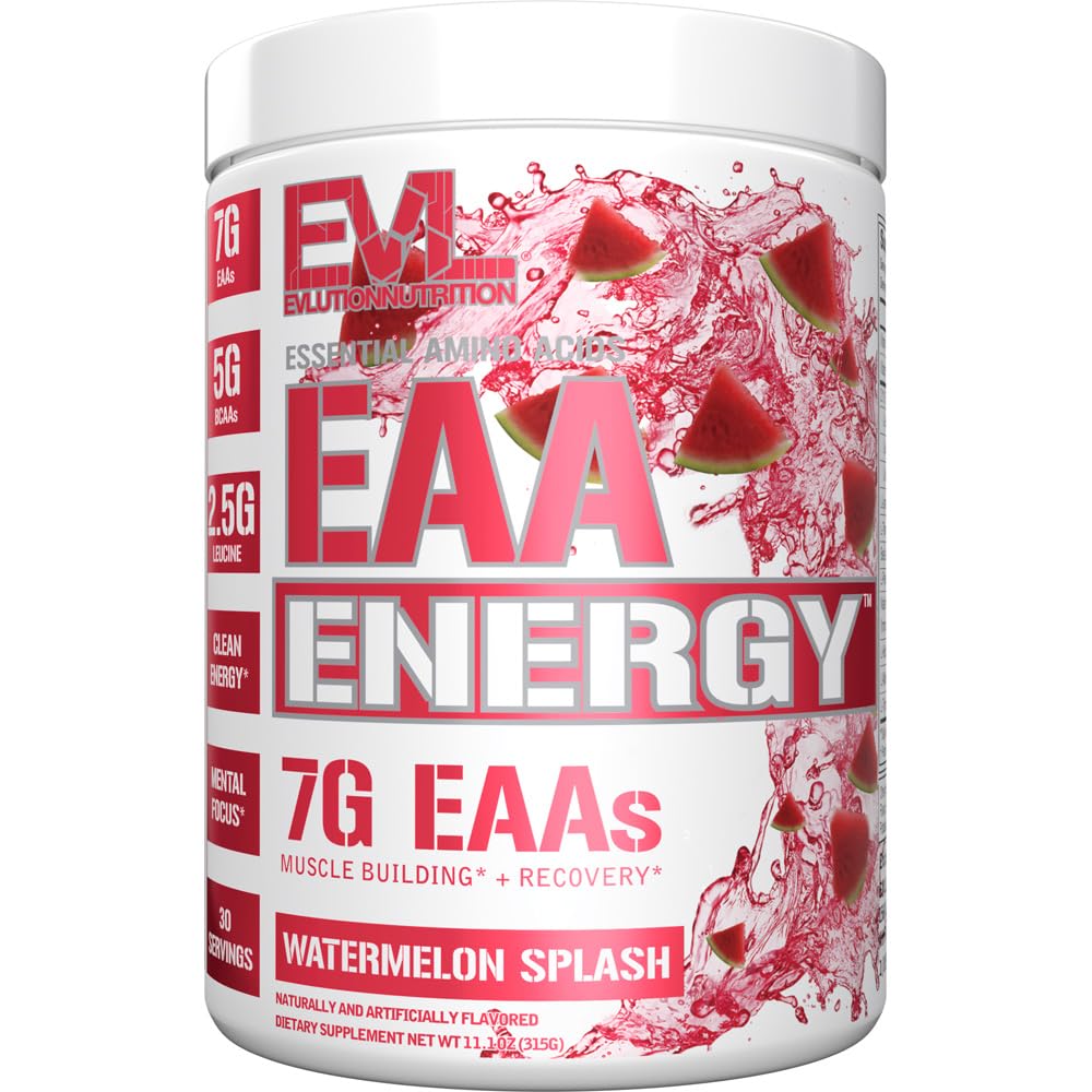 EAA Aminosyrer pulver - Energiizing EAA essensielle aminosyrer pre & post trening pulver for muskelbygging energi og gjenoppretting støtte med 7g per servering Plus 5g BCAA (Watermelon, 30 serveringer)