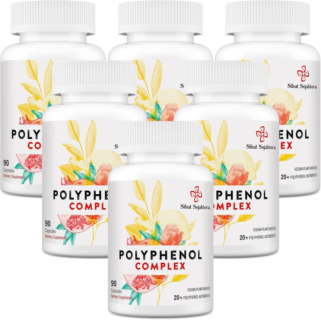 67,500 MG polyfenoler Supplement - Kraftige antioksidanter og polyfenol for aldersforsvar, polyfenol Superfood, Quercetin, Resveratrol, Grønn Te, Plantebasert & Energi, Immunstøtte, 540 Kapsler