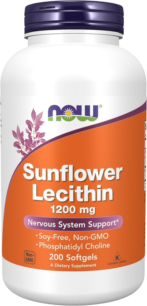 Nå Mat Solflower Lecithin - Fosfatidyl Choline - 1200 MG (200 Softgels)