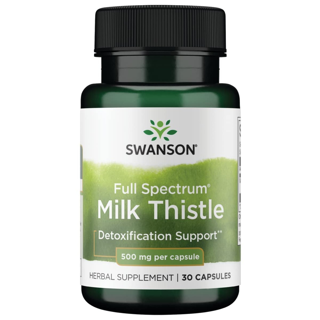 Swanson Full Spectrum Milk Thistle 500 Milligrams 30 kapsler