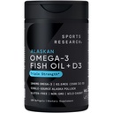 Sports Research® Alaskan Omega-3 Fish Oil 1040mg + vitamin D3 2500iu - Støtter hjerne og hjerte helse - MSC-sertifisert bærekraftig · Wild-Caught · Ikke-GMO · Triglycerid Form - 120 Count Softgels