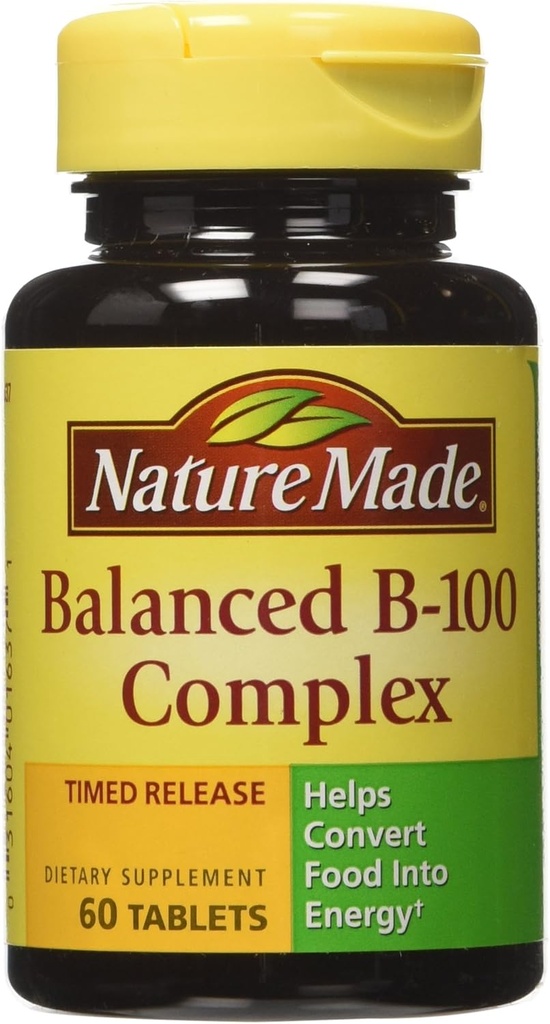 Naturen laget B-100 komplekse tidsutgivelse tabletter, 60 greve for metabolsk helse (pakke av 3)
