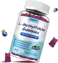 L-Metylfolate Gummies med Metyl B12 - Empower Mood, Optimer hjernens helse og styrke immunsystemet. Blåbærflavor 60 greve.