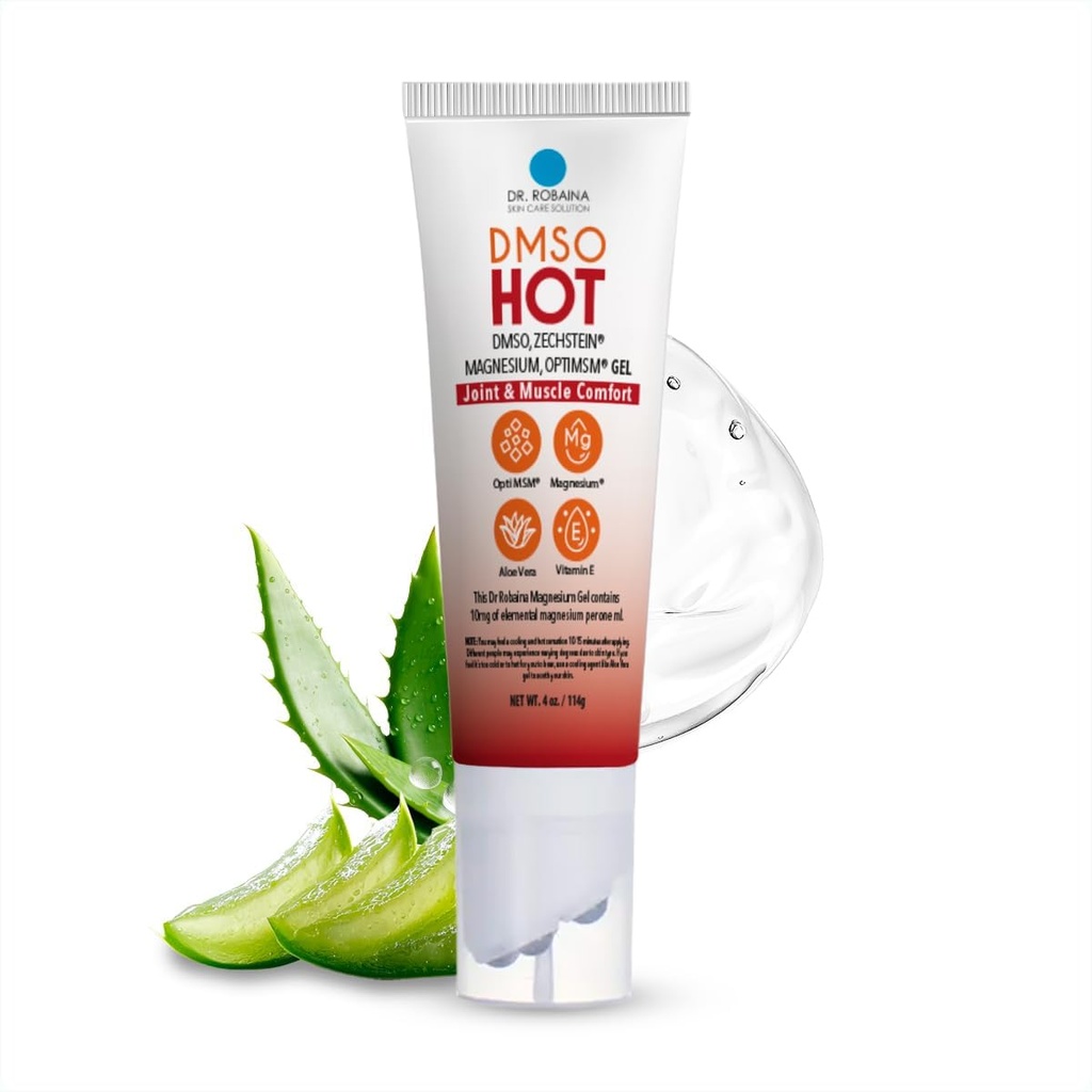 Dr. Robaina DMSO HOT Roll-On - 99,9% Ren farmasøytisk Grade | Multi-Ball Applicator for målrettet Varme | Zechstein Magnesium, MSM, Arnica, Aloe Vera, Vitamin E - 4 oz