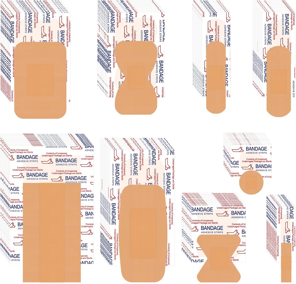 VAIPI 880 Pack Bandages Variasjon Pack Vanntett Fingertips Bandages Ulike størrelser førstehjelpsutstyr sortert klebrig stoff Bandage bulk pustende sommerfugl bandage for sår omsorg (9 stiler)