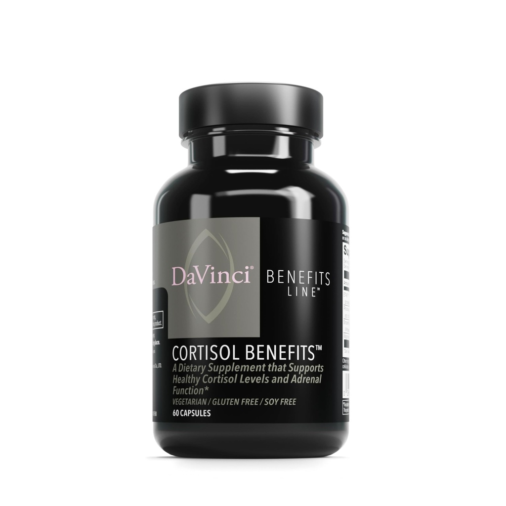 DaVinci Labs Cortisol fordeler - Kosttilskudd for å støtte sunne kortisol nivåer og adrenal helse - med Ashwagandha ekstrakt, Rhodiola rosea rot og mer - Glutenfri -60 vegetariske kapsler
