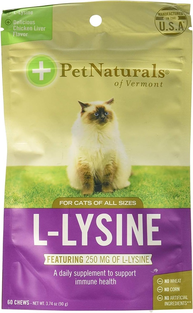 Kjæledyr Naturals of Vermont L-Lysine 60 Fun-Shapede Chews for katter - 2 pakke