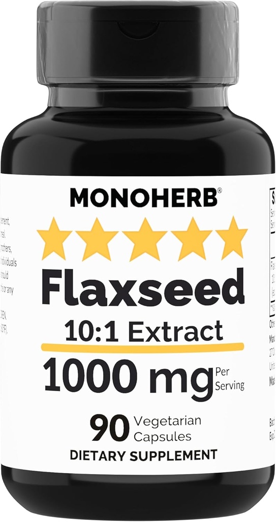 MONOHERB Flaksfrø Ekstrakt 1000 mg - 90 Vegetariske kapsler
