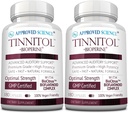 Godkjent vitenskap Tinnitol - Tinnitus Support Supplement - Ease Ringing i ørene - Økt indre ørehelse - 2 flasker - 6 måneders forsyning - laget i USA