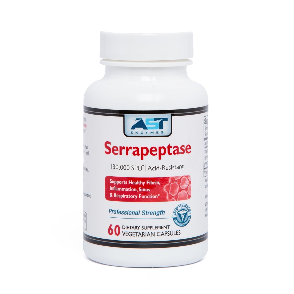ASAT Enzymer Serrapeptase 130.000 SPU – 60 vegetariske kapsler – Premium naturlig systemiske enzymer – Acid-Resistant Serrapeptase