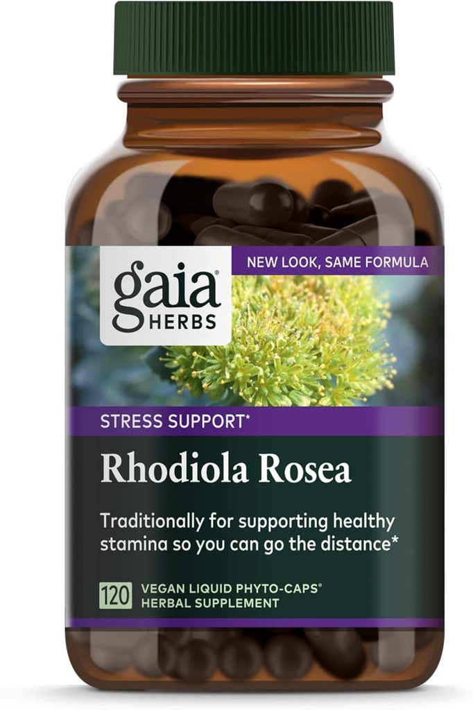 Gaia urter, Rhodiola Rosea Vegan flytende fyto kapsler - Stress støtte supplement, Adaptogen urt, 120-talls (pakke av 1)