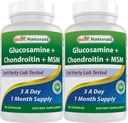 Best Naturals, Glucosamine Chondroitin MSM Kosttilskudd, 2600 mg per servering, 90 kapsler (90 greve (Pack of 2))