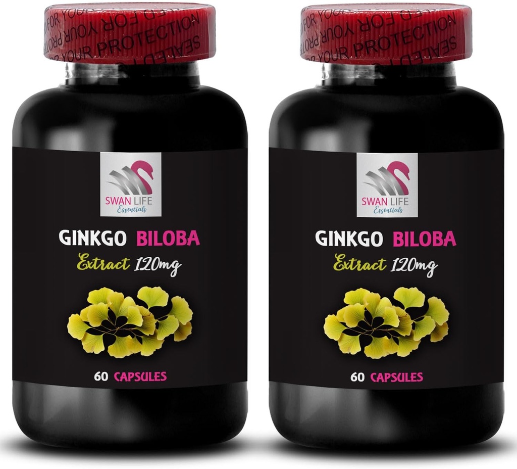 Ginkgo biloba naturlig formel - Ginkgo BILOBA ekstrakt - Herbal antioksidant fordeler, Ginkgo biloba blad pulver, naturlig antioksidant ekstrakt, Ginkgo antioksidant Boost, Herbal leaf ekstrakt 2Bot 120Caps