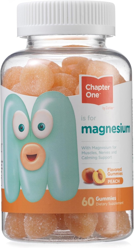 Kapittel 1 Magnesium Gummies, Great Tasting Magnesium for barn, for kvinner og menn, sertifisert Kosher (Peach)