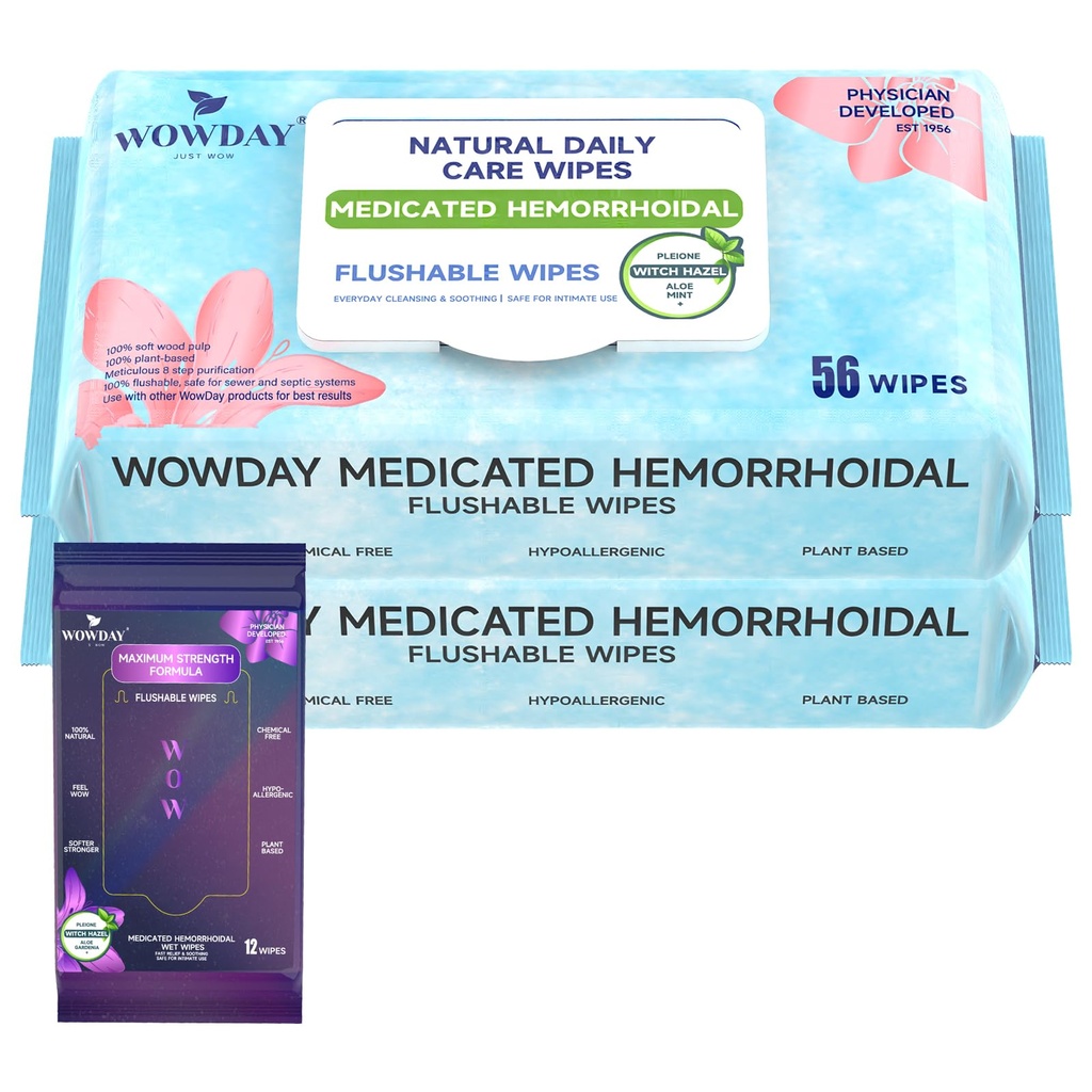 Flushable hemorroide Wipes Medicated Witch Hazel Wipes Ph Balanced ® 112 Count Fragrance Gratis voksen hemorroid behandling heks hazels Wipe for rumpe Itch Relief Soothing