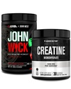 Jacked Factory X John Wick - Wick Mode Pre Workout pulver (Osaka Cherry Blossom, 40 Serveringer) & Kreatin Monohydrat pulver (uovertruffen, 30 Services)