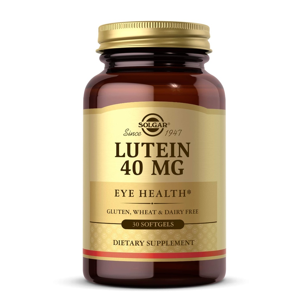 Solgar Lutein 40 mg, 30 Softgels - støtter øyehelse - Hjelper Filtrere ut Blå-Light - Inneholder Floraglo Lutein - Glutenfri, Dairy Free - 30 Serveringer