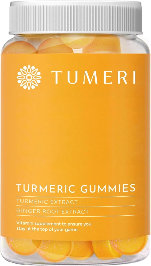 TUMERI Turmeri og Ginger Gummies – Turmeric Curcumin Joint Support Supplement - 60 Teller Naturlig Tropisk Frukt Flavored Vegansk Gummies