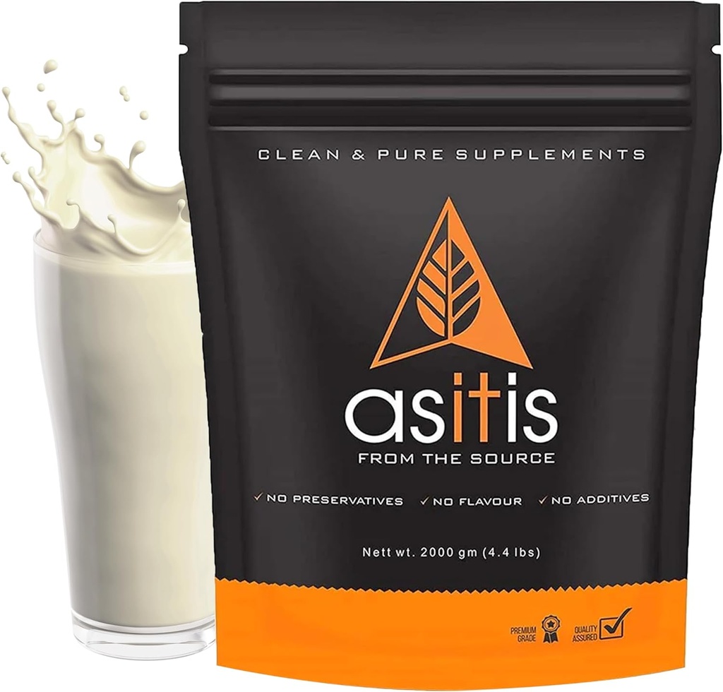 AS-IT-is Nutrition Whey Protein Concentrate Natural Raw Form Boosts Recovery and Reduces Muscle Loss No Preservatives Unsweetened and Unflavoured (2 Kg/70.5 Oz)