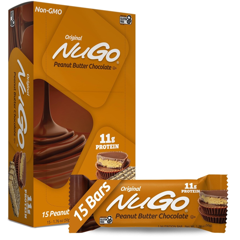 NuGo Protein Bar, Peanut Smør, 11g Protein, Glutenfri, 15 greve