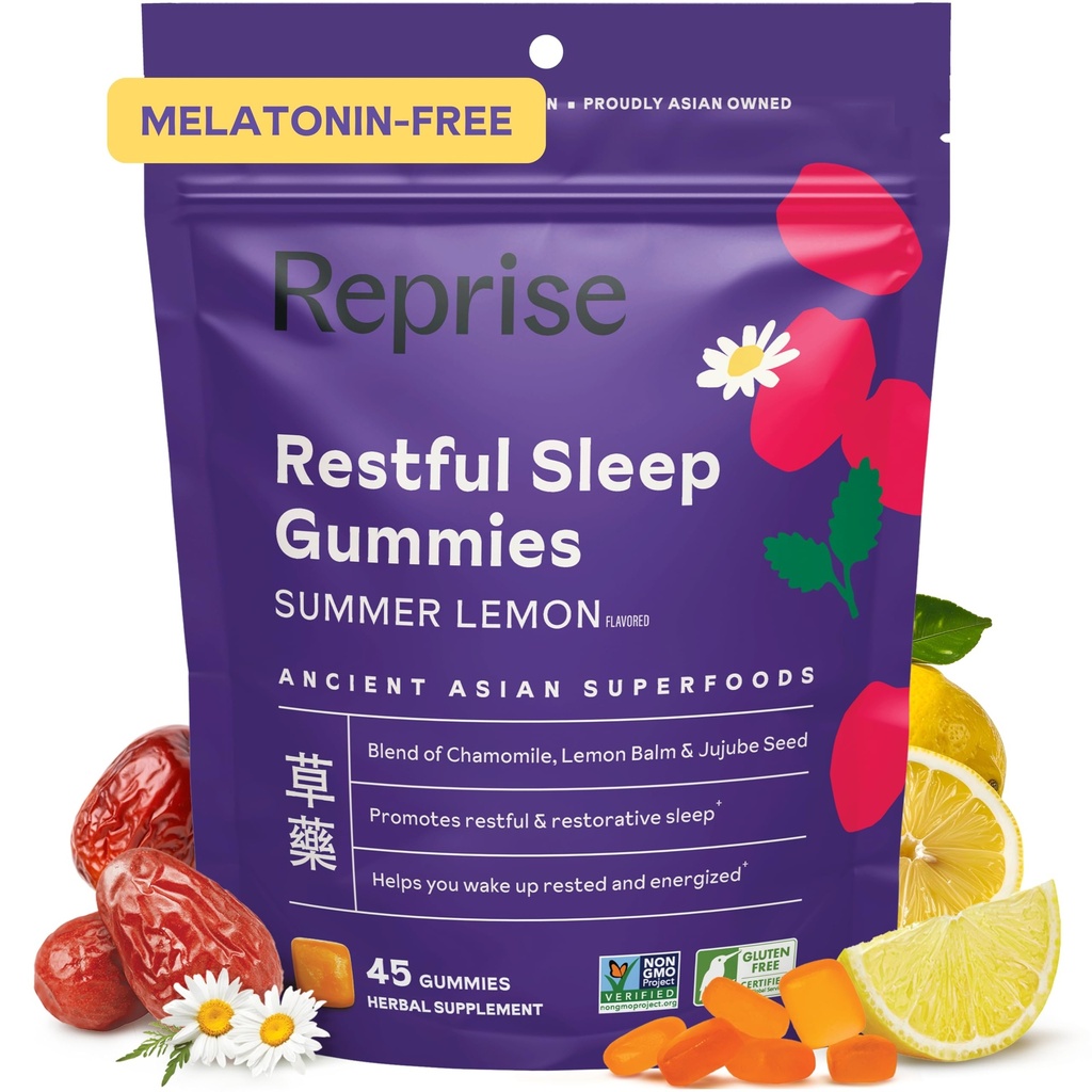 Melatonin Gratis naturlig søvnhjelp Gummier for voksne ® NO Melatonin ® Herbal Jujube & Kamille, Lemon Balm - dyp søvn Supplement og avslapping for zzz, 45 Vegan Gummies (45 Gummies (1 pakke))