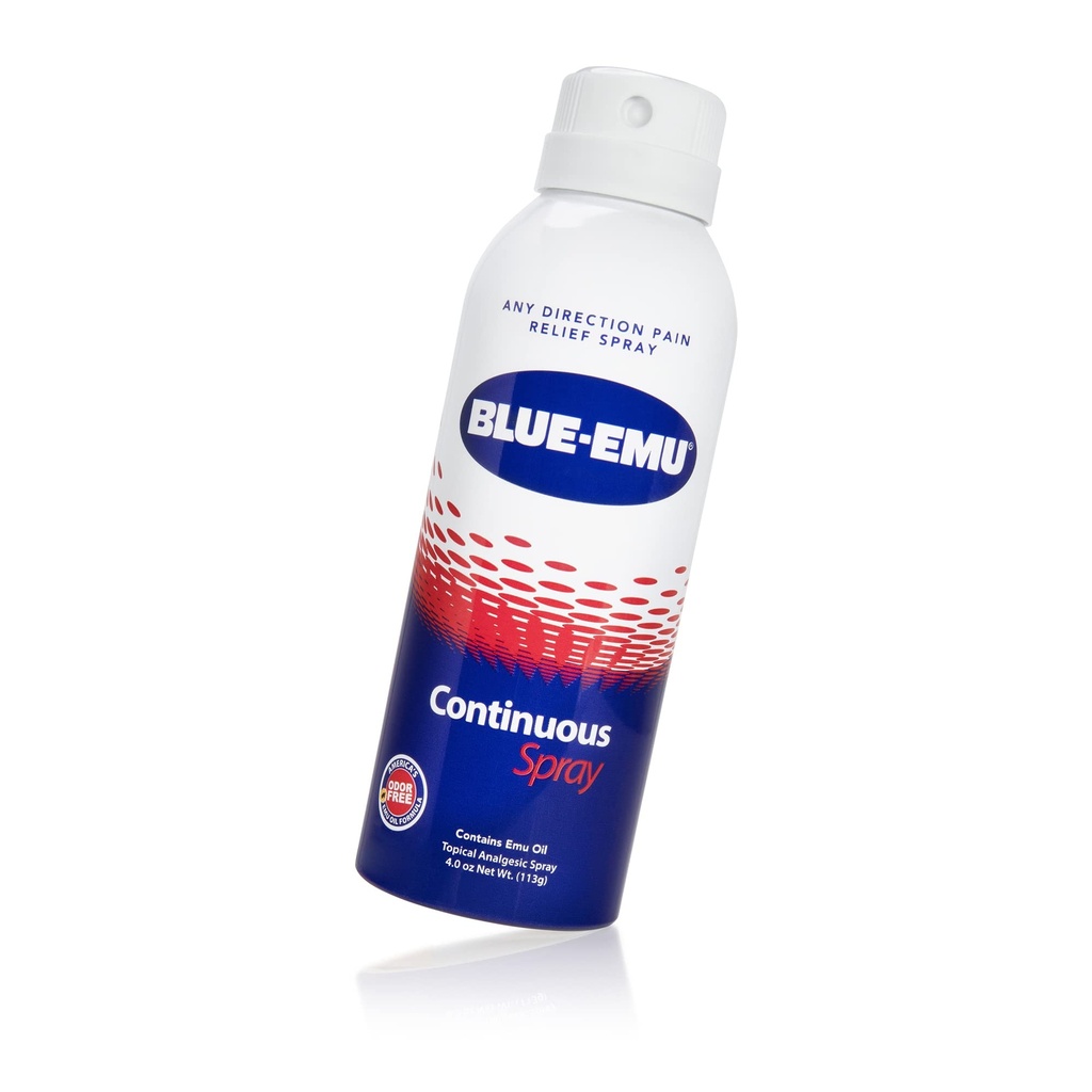 Blå-Emu Kontinuerlig smerte relief Spray for raskt å utføre ledd og muskel relief, 4 Oz, 1 pakke