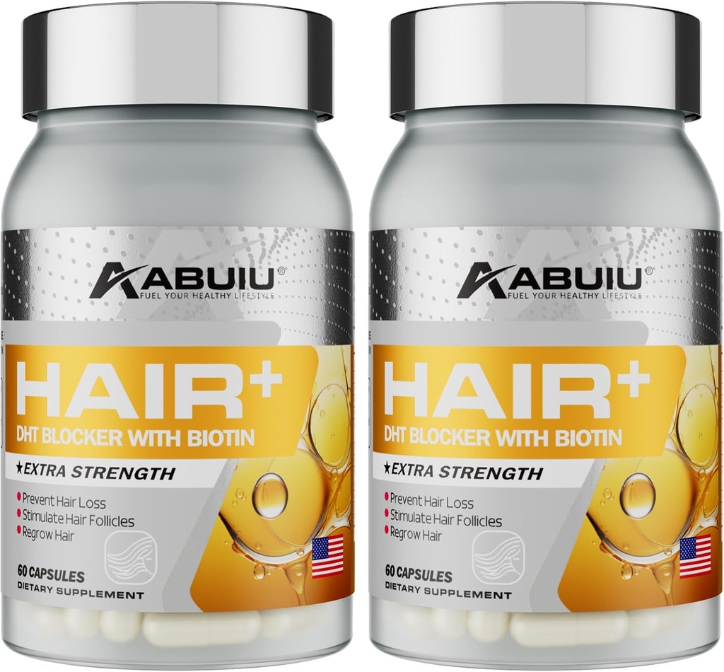 Biotin for hårvekst kvinner menn - Biotin Supplement 5000 mcg, med vitamin C E B12 B6 En støtte Sterke negler Hudpleie Håret helse - USA laget - 120 kapsler / 2 pakker