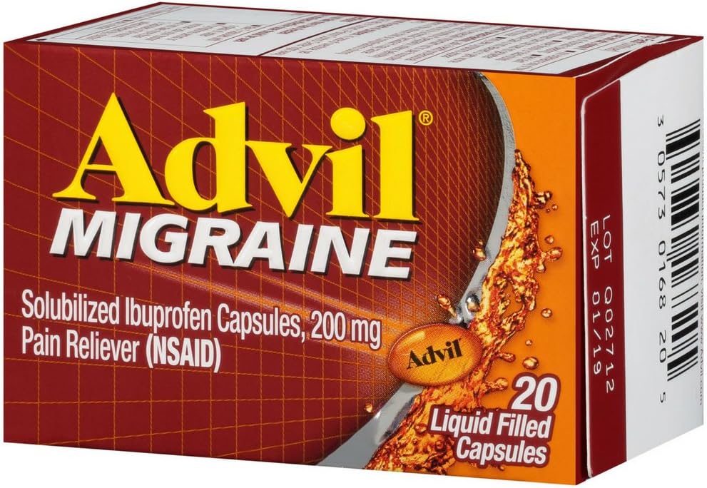 Advil Migrain 20'S Størrelse 20ct Advil Migrain Smerte Relief flytende fylte kapsler 20ct