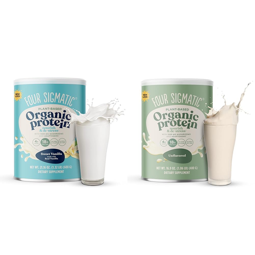 Fire Sigmatic Organic Vegan & Plante Protein pulvere med Mushrooms, Adaptogener | Glutenfri, Ikke-GMO | Vanilla & Unflavored