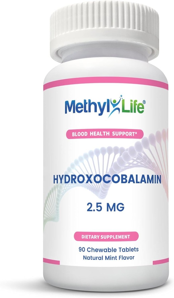 Metyl-Life® Hydroxy B12 Sublingual Tabletter – Gentle, vitamin B12 Supplement for daglig energi og cellulær støtte – Vegan, ikke-GMO, Gluten og topp 14 Allergen Gratis | 90 Chewable Tabletter