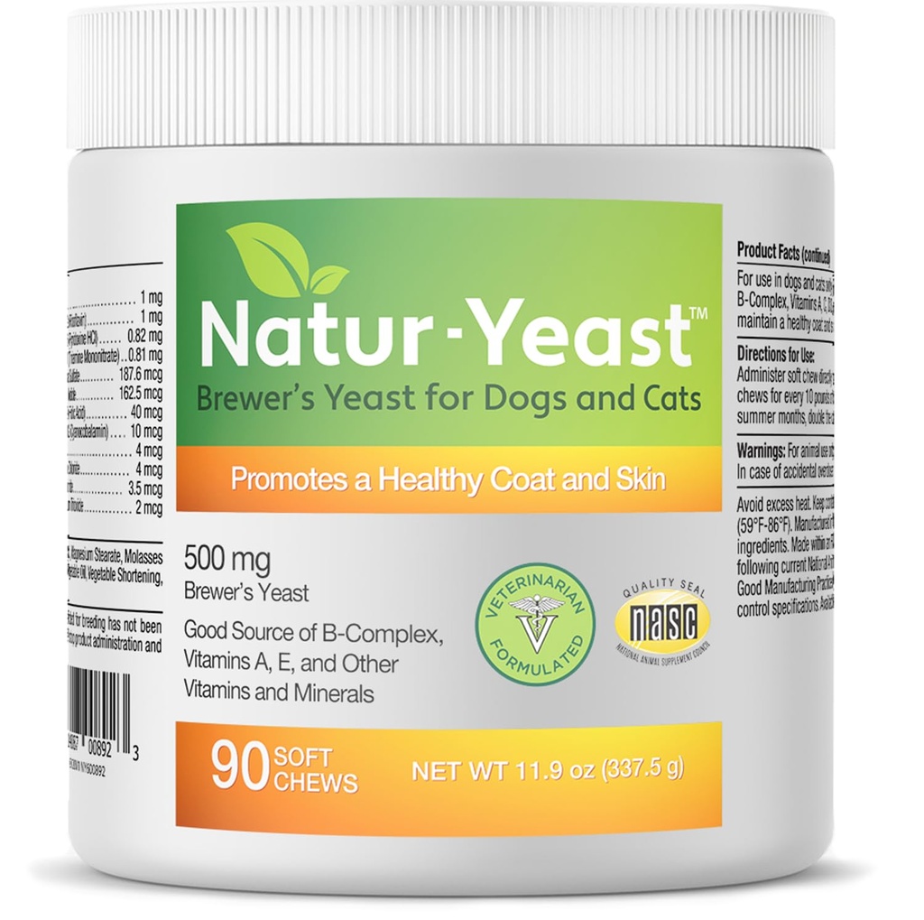 Grønne Kjæledyr Organics Natur-Yeast Brewer's Yeast for hunder og katter - støtter immunsystem & digestion, fremmer sunn hud og en glossy Coat, 90 myk Chews
