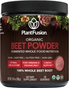 Plantefusjon Organic Beet Root Powder - Superfood Beet Supplement for å støtte blodflow og sirkulasjon - Fermentert hele mat ernæring - ikke-GMO, Vegan, Glutenfri, 6.34 oz 30 Serveringer