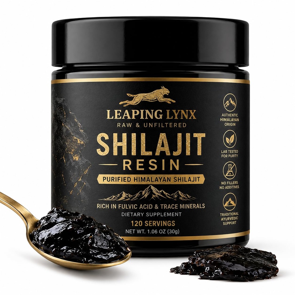 Himalaya Shilajit Resin [1000 mg] Pure Shilajit Organic Natural ||Gold Grade | | Alpine Harvested, Sun-Dried, & Lab renset for menn og kvinner, Max Potens > 75% Fulvic Acid & 85+ Trace Minerals