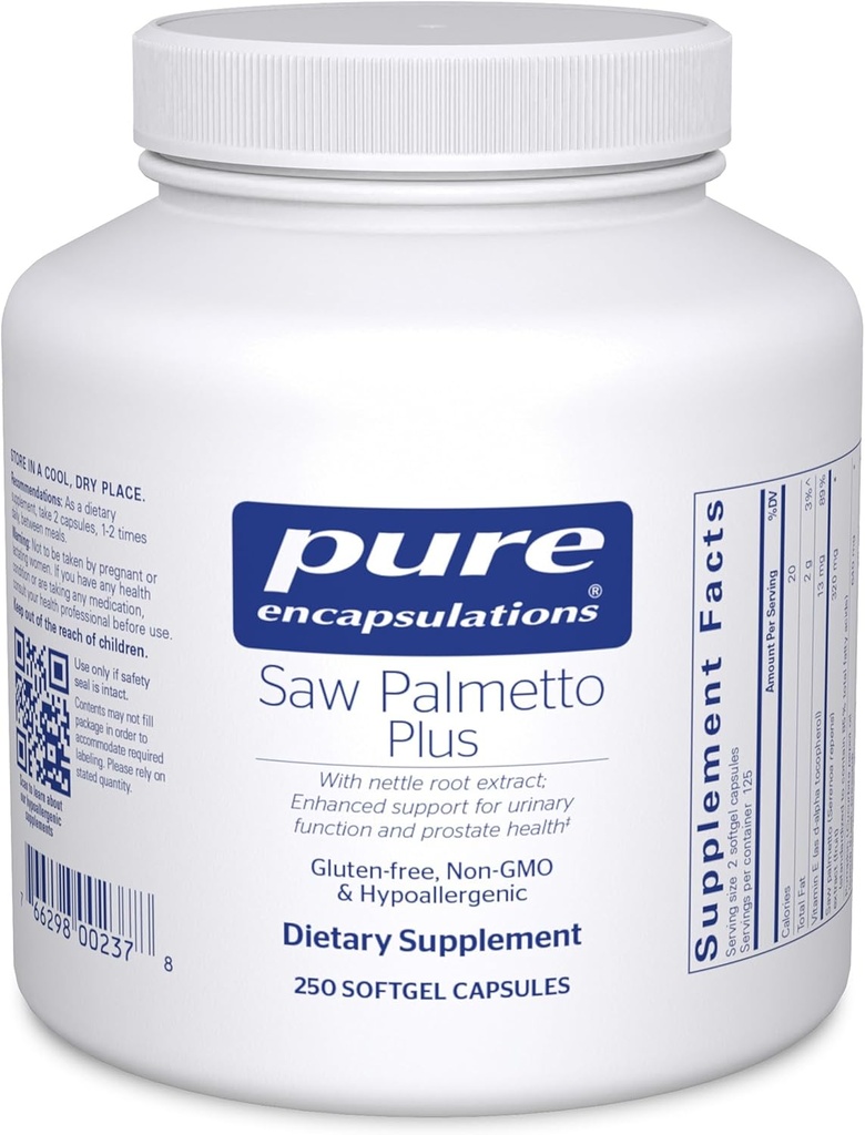 Pure Enkapslinger så Palmetto Plus med Nettle Root Extract for å støtte urinfunksjon ® 250 Softgel kapsler